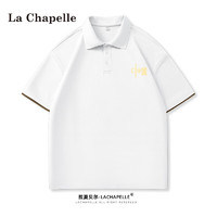 La Chapelle polo衫男短袖夏季时尚透气翻领户外上衣t恤男 金色中国#白色 M