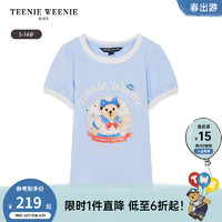 TEENIE WEENIE Kids小熊童装24夏季女童可爱柔软凉感短袖T恤 蓝色 110cm
