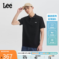 Lee24春夏标准印花索罗娜凉感男翻领短袖polo衫LMT008138205 黑色 XXL