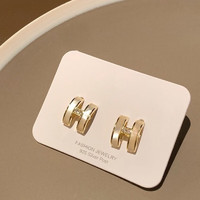 KOSE 高丝 925银针气质高级感字母H耳钉新款潮小众设计感耳环女