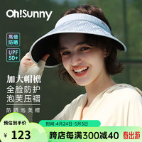 OhSunny【孙千同款】大帽檐防晒泡芙帽防紫外线遮阳空顶帽子 云灰蓝