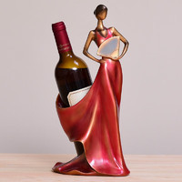 FUMEILIN 福美林 欧式创意美女红酒架摆件美式现代家用酒柜葡萄酒酒架酒瓶红酒架子 扇子美女酒架
