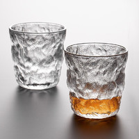 柏蝶莱冰川玻璃杯高颜值ins风水杯 冰川矮杯2个装