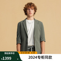 杰帝梵JDV男装2024春夏绿色短袖西装单排扣西服外套SMS4042 绿色 180/100A（04）