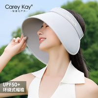 Carey Kay夏季防晒帽女防紫外线透气侧脸遮阳户外运动空顶黑胶蛋卷帽 浅灰色 均码