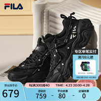 FILA 斐乐 男鞋老爹鞋复古运动鞋2024夏季猫爪鞋5代休闲鞋 黑-BK 42