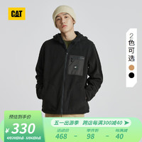 CAT 卡特彼勒 卡特户外摇粒绒布袋设计保暖连帽厚夹克 黑色 S