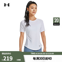 安德玛 UNDERARMOUR）秋冬RUSH女子网眼训练运动短袖T恤1379963 白色100 L