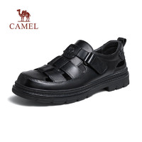 CAMEL 骆驼 商务凉鞋 通勤休闲皮鞋 G14M201610 黑色 38