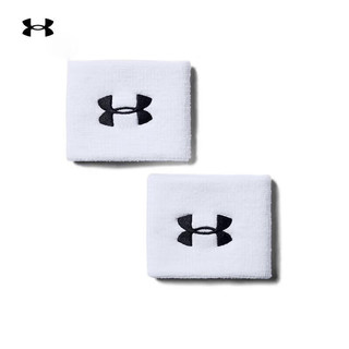 安德玛 UNDERARMOUR）男子3英寸训练运动腕带-2件装1276991 白色100 均码