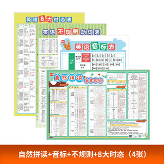 唐九宫 自然拼读发音规则表  (英语挂图4张)