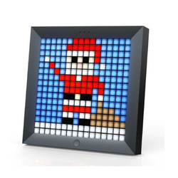 DIVOOM 點音 Pixoo像素藝術數碼相框16x16 LED顯示APP控制酷炫動畫框架墻壁桌面支架 黑色 適用于游戲室和床頭柜
