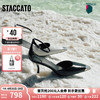 STACCATO 思加图 2024春季优雅一字带凉鞋包头凉鞋高跟鞋细跟女凉鞋ET104AK4 铠甲黑 35