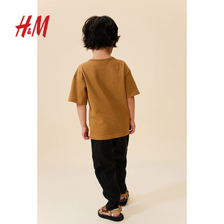 H&M2024夏季童装男童亨利T恤1228009 深米色 90/52