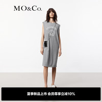 MO&Co.2024夏航海提花棉麻混纺宽肩立裁廓形连衣裙MBD2DRS069 中花灰色 L/170