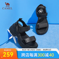 骆驼（CAMEL）2024夏季户外凉鞋女外穿凉拖魔术贴休闲一字带凉鞋 L24M153639黑色 34