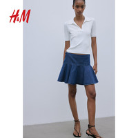 H&M2024年夏季女装迷你喇叭半身裙1218260 牛仔蓝 155/60 32