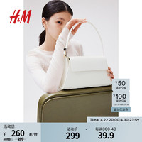 H&M2024女士包袋配饰时尚百搭纯色喇叭形单肩包1225600 白色