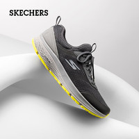 斯凯奇（Skechers）男士轻便一脚蹬跑步鞋透气时尚缓震休闲运动鞋男 炭灰色/柠檬色 41