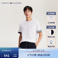 TOMMY HILFIGER 24春夏男装纯棉休闲通勤短袖T恤78J9776 白色YBR XL（：165-180斤）