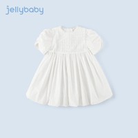 百亿补贴：JELLYBABY 杰里贝比 连衣裙女童新款3中大童夏季白色礼服8岁女宝宝裙子公主夏