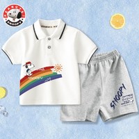 SNOOPY 史努比 男童POLO衫短裤套装2024年夏季儿童洋气两件套宝宝童装