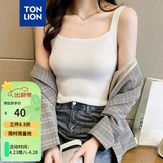 唐狮 TONLION女宽肩带坑条背心WP 奶白 M