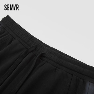 森马（Semir）休闲裤男2024夏宽松直筒长裤时尚撞色裤子 黑色调00399 165/70A/S