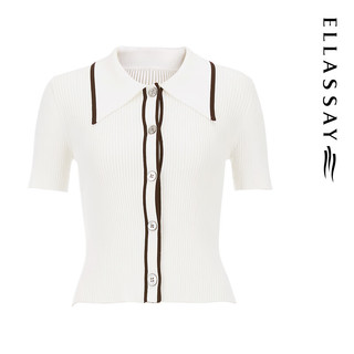 歌力思（ELLASSAY）2024春夏设计感修身显瘦单排扣针织衫女EWD351M01600 纯净白 S
