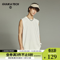 古由卡（GUUKA）TECH机能休闲纯棉背心男夏潮 户外透气运动吸湿宽松上衣百搭 白色B7949 XL