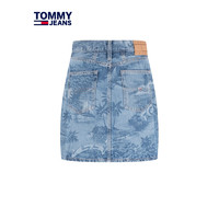 TOMMY JEANS24春夏女装纯棉度假风夏威夷印花A字高腰牛仔短裙17671 牛仔蓝1A5 27