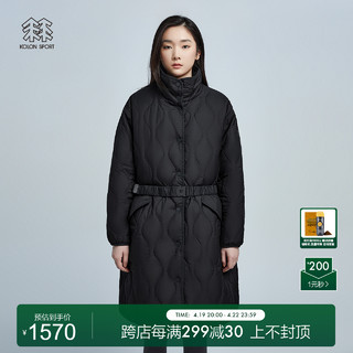 KOLON SPORT 可隆保暖棉服女运动户外腰带收腰显瘦长外套款KOLONSPORT韩国官方