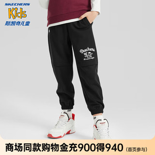 SKECHERS 斯凯奇 新年童装男童长裤2024龙年儿童运动裤L124B010 碳黑/0018 170cm