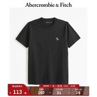 Abercrombie & Fitch 男装女装情侣装 24春夏新款小麋鹿纯色圆领短袖T恤 358206-1 黑色 L (180/108A)