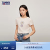 TOMMY JEANS 24春季女装纯棉卡通花朵印花修身短袖T恤DW0DW17816 米白色YBH M