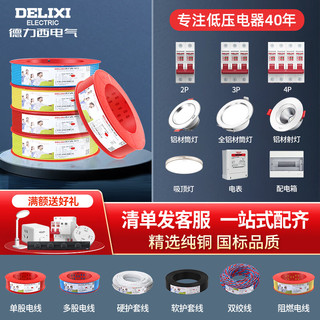 DELIXI 德力西 电线电缆BV硬线多平方铜芯电线单股单芯家用国标家装电线10米散剪 （联系客服清单配齐）2.5