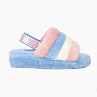 UGG 全球购 新款 官方正品 PRIDE FLUFF YEAH 羊毛拖 日常居家 小清新可爱 棉拖鞋女88276 傲娇的彩虹蓝 36码