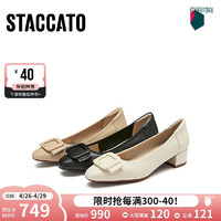 STACCATO 思加图 2024春季奶油鞋单鞋中跟鞋女鞋EGU03AQ4 奶油白（宽版） 36