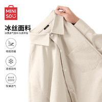 MINISO 名创优品 休闲衬衫男短袖冰丝潮流青少年宽松凉感衬衣男女情侣 180/XL(不起球不掉色)