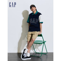 Gap男女装2024夏季字母logo撞色拼接polo领针织衫上衣890976 海军蓝 165/88A(S) 亚洲尺码