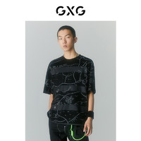 GXG奥莱 多色多款简约休闲宽松圆领短袖T恤男士合集 2024年夏季 黑色字母图案T恤GD1440570C 180/XL