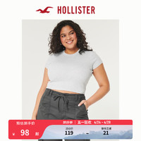 HOLLISTER24春夏美式风棉质圆领短袖短款 T 恤 女 KI339-3538 浅麻灰色 M (165/92A)