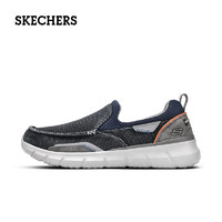 SKECHERS 斯凯奇 男士休闲鞋舒适复古一脚蹬百搭时尚帆布鞋男 海军蓝色 41