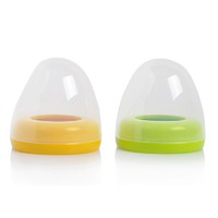 GLY 格哩婴 适用贝亲奶瓶宽口径配件吸管二代三代防尘盖螺旋帽 螺旋盖防尘帽绿色+黄色（二代）