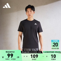 adidas 阿迪达斯 休闲简约舒适上衣圆领短袖T恤男装夏季阿迪达斯官方轻运动 黑色/白色 2XL