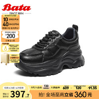 Bata 拔佳 高街老爹鞋女2024春季商场厚底增高运动休闲单鞋UAT01AM4 黑色 38