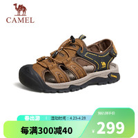 骆驼（CAMEL）男士户外包头洞洞沙滩溯溪休闲凉鞋 G14M307613 黄棕 38