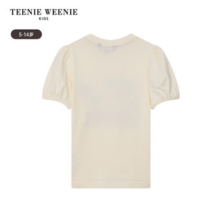 Teenie Weenie Kids小熊童装24夏季女童纯棉可爱舒适花苞袖T恤 象牙白 160cm