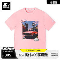 STARTER|美式短袖2024年夏季100%棉T恤男印花休闲运动上衣跑步宽松 浅粉色 S 165/84A