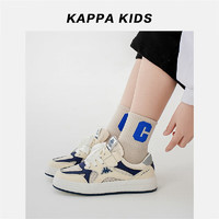 Kappa Kids卡帕童鞋儿童运动鞋春季男童女童网面休闲透气防滑板鞋 米/深蓝 32码内长约205mm